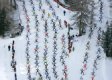 Participants at the annual Engadin skiing marathon are on their way from Maloya to S-Chanf in southeastern Switzerland.